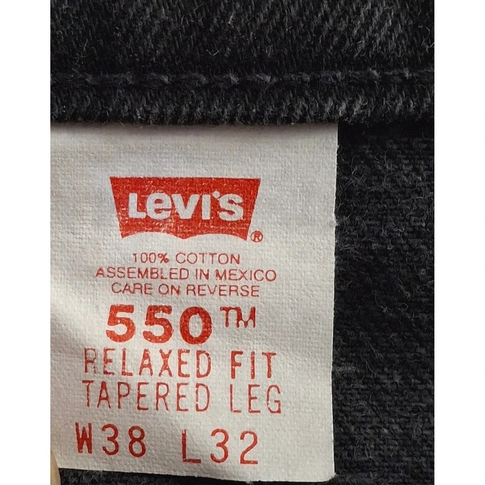 VTG Levi's 550 Relaxed Fit Tapered Leg Jeans Mens 38x32* Black Denim Orange Tab - Picture 5 of 12
